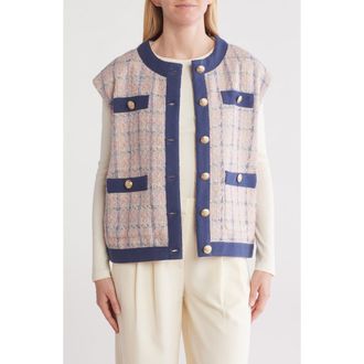 L'agence Laurel Oversize Tweed Vest in Tan/Dusty Pink/Blue at Nordstrom Rack, Size Small