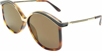 Elie Saab Womens Es 023/g/s Sunglasses In Matte Havana Gold/ Brown Lenses
