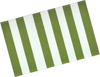 OEM Felpudo Elegante De Forro Polar A Rayas, Base Blanca Y Verde