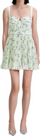 Self Portrait Floral Print Mini Dress In Green