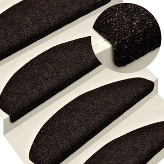 Berkfield Home Self-adhesive Stair Mats 5 pcs Brown 56x17x3 cm Needle Punch | Size: Medium
