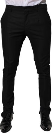 Dolce & Gabbana Mens Black Virgin Wool Menskinny Dress Formal Pants
