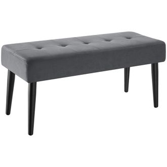 TecTake Banco terciopelo acolchado, patas acero, 220kg, gris 95x38x45cm