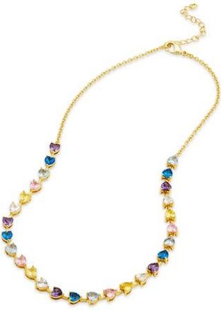 Savvy Cie Jewels Cubic Zirconia Heart Tennis Necklace in Gold at Nordstrom Rack