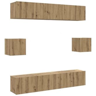 Berkfield Home 6 Piece TV Cabinet Set Wall-mounted Artisan Oak Engineered Wood in Brown