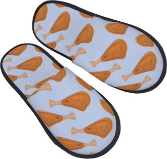Generic House Slipper Fried Chicken Legs Pattern Breathable Womens Slippers Lightweight Plush Womens Slippers Indoor Winter M