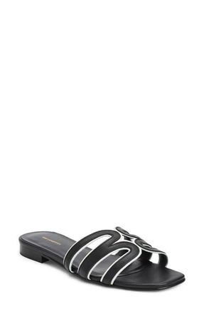 Bruno Magli Flore Slide Sandal in Black Nappa/Bone at Nordstrom, Size 10.5