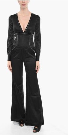 Philipp Plein Flared MELANIA Jumpsuit with Stud Detail size S