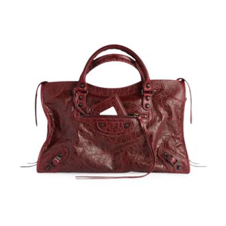 Balenciaga Le City Medium Handtas - Dames - Tassen - Rood - Maat: ONE Size Katoen