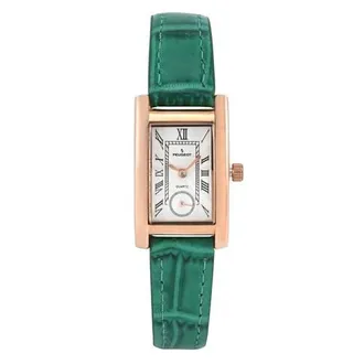 Peugeot Vintage Tank Remote Sweep Leather Watch- 20x35MM in Green at Nordstrom