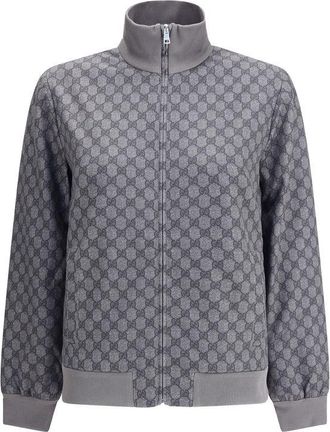 Gucci Womens Monogram Zipup Jacket - Grey - Size Medium