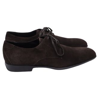 Ferragamo Lace-Up Derby Shoes in Brown Suede