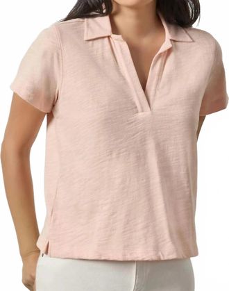 Lilla P Bellini Vintage Short Sleeve Polo In Blush Pink