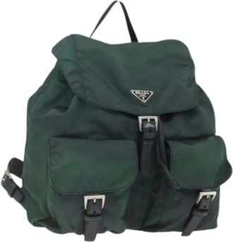 Prada Pre-owned Backpacks, female, Green, Size: ONE SIZE Pre-owned Vintage Nylon Backpack
