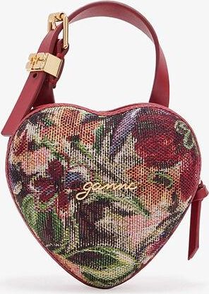 Ganni Red Tapestry Nano Heart Bag