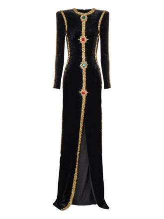 Balmain embellished velvet maxi dress - Black