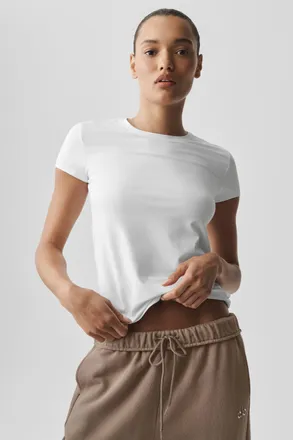 Alo Alosoft Finesse T-Shirt in White, Size: Medium