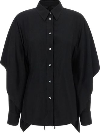 Maison Margiela Shirt met cape-mouwen - Dames - Overhemden - Zwart - S - Leer - Overhemden
