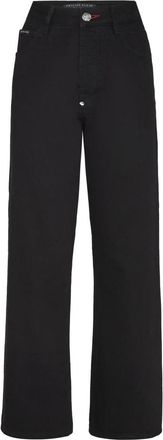 Philipp Plein Denim Broeken Loose Fit Iconic Plein - Dames - Wijde Broeken - Zwart - W25 - Denim - Broeken
