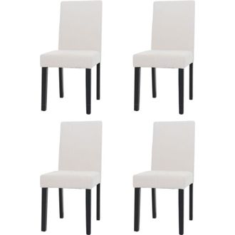 Hhg Hhg - Lote De 4 Sillas De Comedor Littau, Silla De Cocina Respaldo Alto, Tela/textil Cuerda Madera, Crema, Patas Oscuras