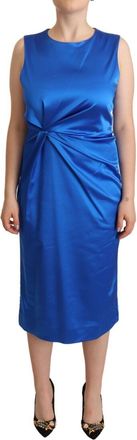 P.A.R.O.S.H. P. A.R. O.S. H. Acetate Sleeveless Pleated Midi Sheath Womens Dress