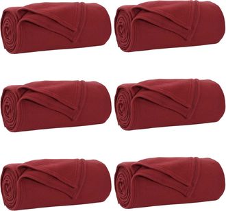 vidaXL Mantitas De Sof&aacute; 6 Uds. Rojo Burdeos 200 X 150 Cm 2.52 Kg Lana Vidaxl