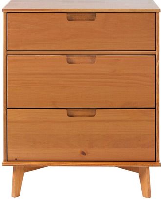 Walker Edison Mid-Century Modern 3-Drawer Solid Wood Dresser With Cutout Handles