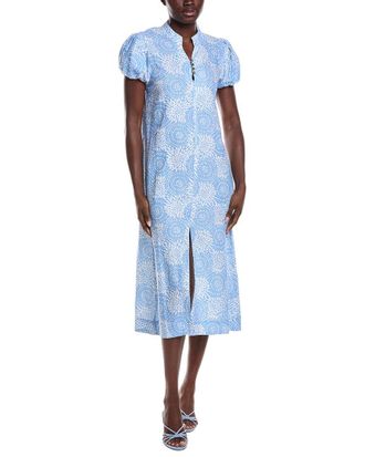 Sail to Sable Sail To Sable Puff Sleeve Linen-Blend Midi Dress