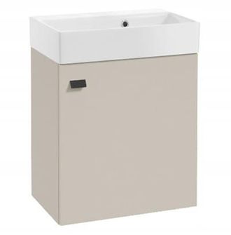 OEM Mueble De Ba&ntilde;o Suspendido Con Lavabo, 60x50cm, Color Cachemir, Tirador Elara Negro