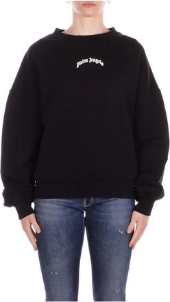Palm Angels Sweatshirt met Logo Voor- en Achterkant - Dames - Sweatshirts - Zwart - 2XL - Katoen - Hoodies & sweatvesten
