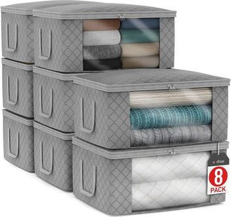 Sorbus Set Of 8 Foldable Storage Organizer Bags With Window & Handles