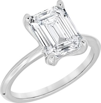 Grown Brilliance 3.25 Carat 14K White Gold Radiant Lab Grown Diamond Solitaire Ring for Women -Color/Clarity-H/VS