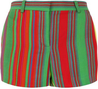 Versace Rose Embroidered Check Print Wool & Mohair-Blend Short