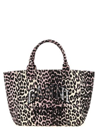 Ganni Einkaufstasche Leopard Medium Tote