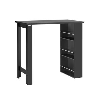 SoBuy Mesa alta de bar con 3 estantes mdf negro