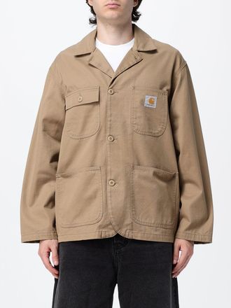 Carhartt Work in Progress Giacca a camicia in twill di cotone con tasche a toppa e logo applicato