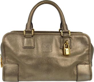 Loewe Amazona Bag Leather Gold Leather Handbag (Pre-Owned)