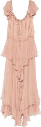 Chlo&eacute; Zijden jurk met ruches - Beige