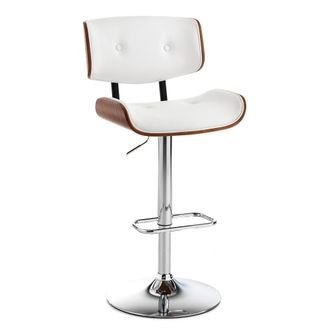 Oresteluchetta Taburete de nogal, metal cromado y piel blanca h.115 cm