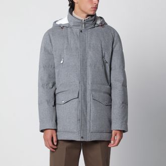 Brunello Cucinelli Parka grigio chiaro in lana