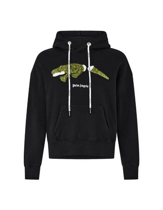 Palm Angels Mens Palm Angels Croc Design Black Hoodie - Size: 38