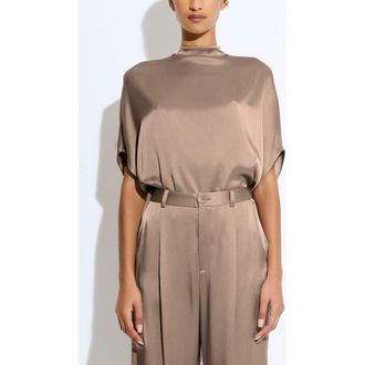 Sally Lapointe Satin Cape Tee in Oat at Nordstrom, Size X-Small