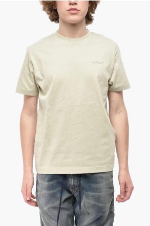 Off-white Cotton Crew Neck T-Shirt ARROW ISLAND With Tone-On-Tone Prin size Xxs