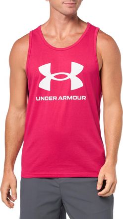 Under Armour Mens Sportstyle Logo Tank Top, (681) Shaded Fuchsia / / Gray Matter, Medium
