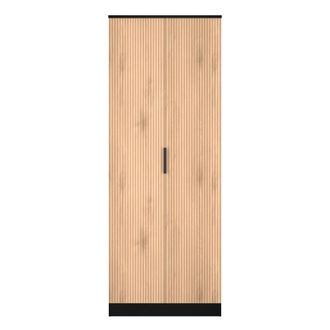 Welcome Furniture Alaska Ready Assembled 2 Door Wardrobe in Slat Effect & Black - Welcome Furniture | TJ Hughes