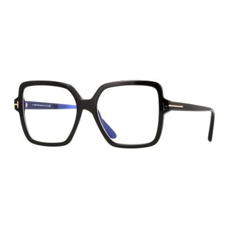 Tom Ford Eyeglasses Square Full Rim, Shiny Black Frame And Clear Blue Light Block Lens Ft6063-B001
