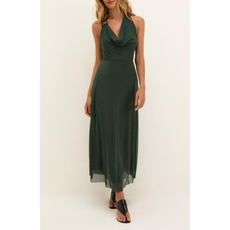 Vix Caylle Halter Mesh Cover-Up Dress in Green at Nordstrom, Size X-Large