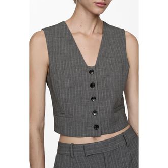 Mango Pinstripe Suit Vest in Grey at Nordstrom, Size Medium