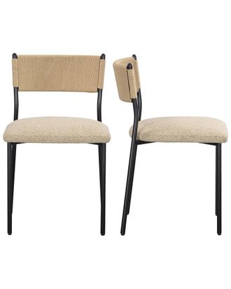 TOV Furniture Tov Furniture Set Of 2 Celine Tan Performance Speckled Boucle Dining Chairs