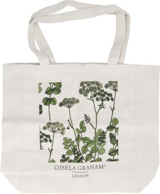 Gisela Graham Fabric Tote Shopping Bag, Green Spring Hedgerow Botanical Print, 40cm x 38cm